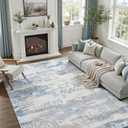 DCX Abstract Area Rug 5x7, Washable Blue Modern Rug for Living Room, Kid & Pet Friendly with Rubber Back Non Slip, Soft Low Pile Carpet, Stain Resistant Rug for Bedroom, Office, Dining Room