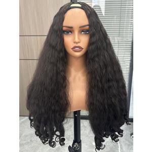 Afro Wig V Part Kinky Curly Wigs for Black Women, 180% Density Wear and Go Glueless Wig with Unique Bouncy Curls in the End, Synthetic No Leave out Clip in (#2, 24 Inch)
