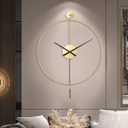 YISITEONE Classical Large Decorative Wall Clock with Pendulum, Modern Non-Ticking Silent Metal Wall Clocks for Living Room, Bedroom, Study, Office, 23.6" (Gold)