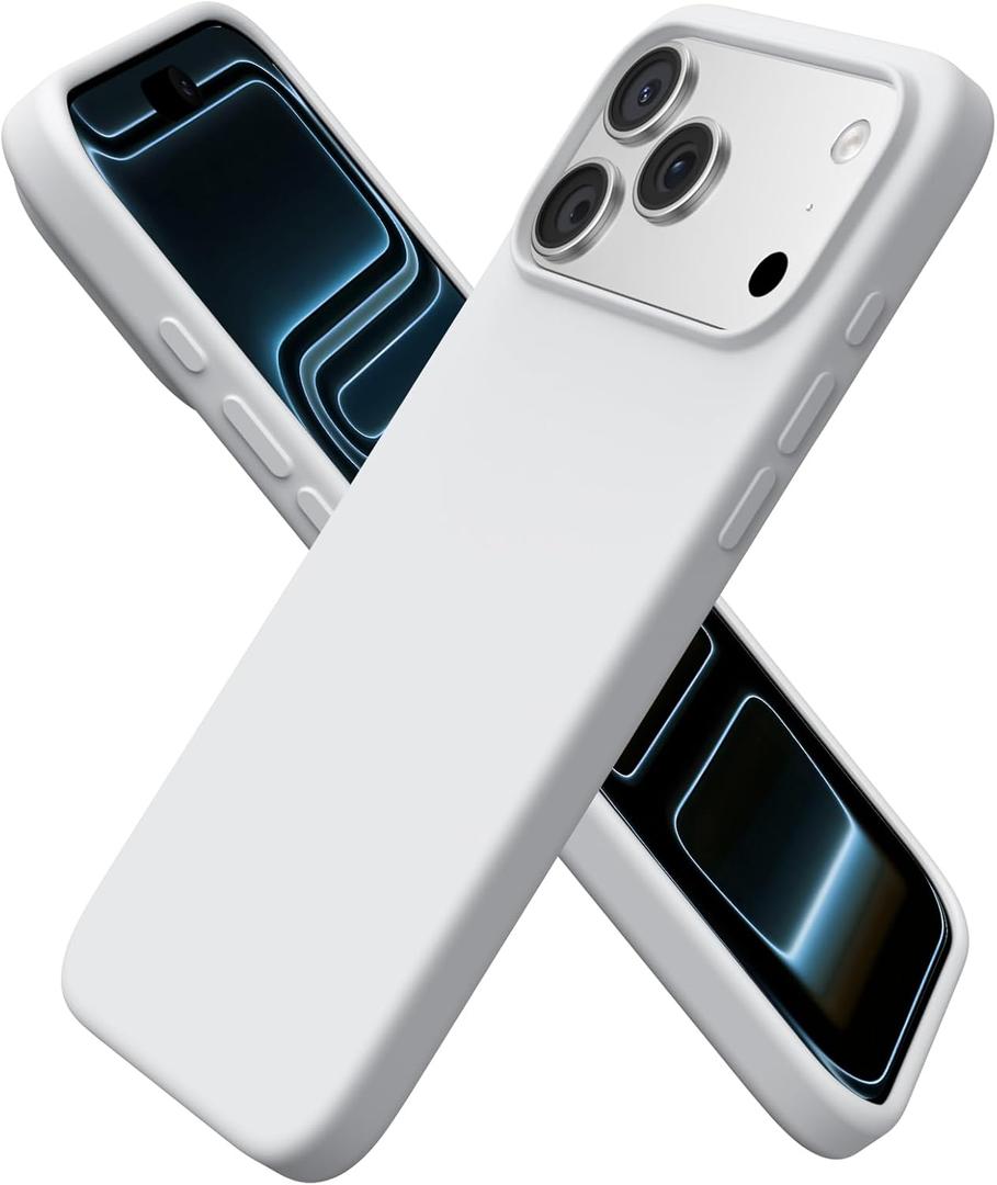 ORNARTO Compatible with iPhone 17 Pro Max Case 6.9", Slim Liquid Silicone 3 Layers Soft Gel Rubber Shockproof Protective Cover with Anti-Scratch Microfiber Lining-Light Gray