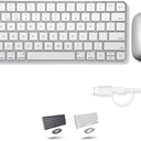 Macally Apple Wireless Keyboard and Mouse for Mac - Dual Mode (Bluetooth + Wired) - Multi-Device, Rechargeable - Mini Wireless Keyboard and Mouse Combo for MacBook, iPad, Mac mini/Air/Pro (Silver