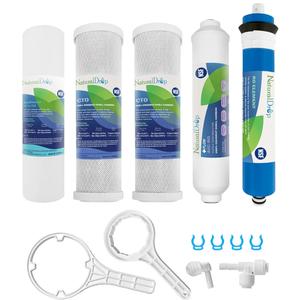 NSF Certified 5 Stage Reverse Osmosis RO Water Filters Replacement Set 100 GPD RO Membrane Standard 10 Inch Inline Water Filter with 1/4-Inch Quick-Connect
