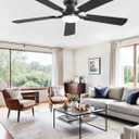ZMISHIBO 52 Inch Ceiling Fan with Light, App&Remote Control, Flush Mount Low Profile, Dimmable 20W LED Light, Quiet Reversible Motor for Bedroom, Living Room, Apartment, Black