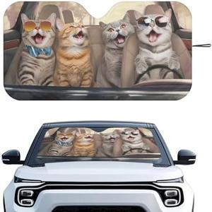 Bulopur Sun Visor for Car Windshield Funny Cat Front Window Sun Shade Foldable UV Ray Sun Visor Protector Sunshade Easy to Install Universal Vehicle Accessories