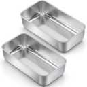 LIANYU 2 Pack Bread Loaf Pans for Baking Bread, 9x5Inch Stainless Steel Meatloaf Baking Pan, Loaf Tin for Homemade Banana Brownies and Pound Cakes, Dishwasher Safe (Silver)