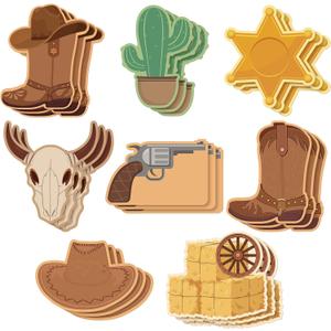 Eaasty 24 Pcs 720 Sheets Western Sticky Notes 8 Shaped Memo Pads for Teacher Student Supplies Cute Office Desk Western Party Favors Supplies Refrigerator Decor