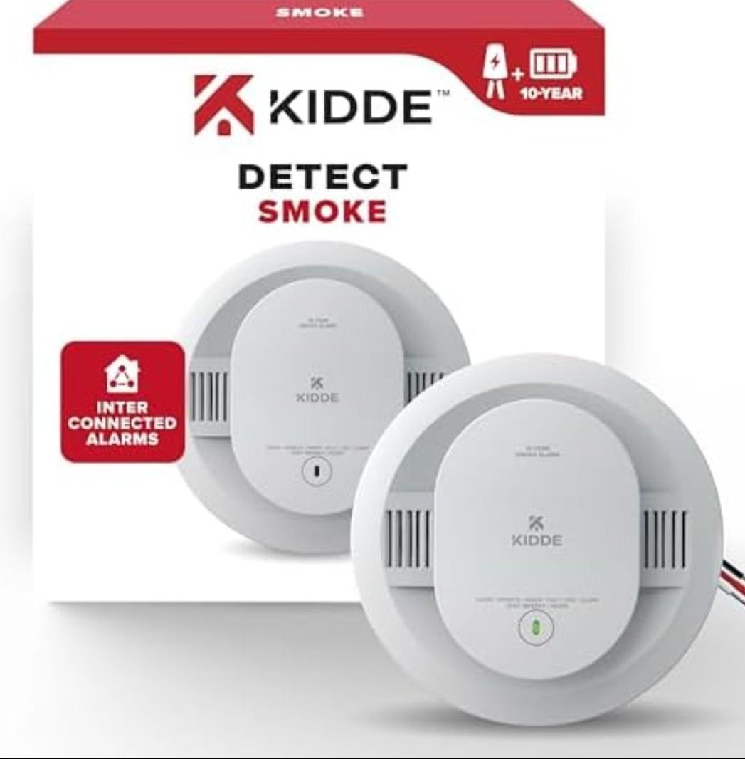 Kidde Hardwired Smoke Detector, 10-Year Battery Backup, Interconnectable, LED Warning Light Indicators, 20SA10