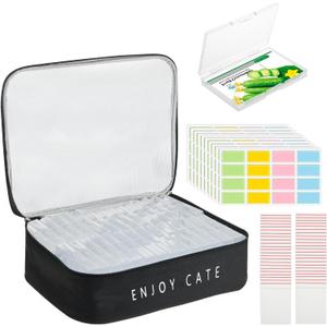 24 Slot Seed Storage Organizer Box with Insulated Bag with Dual Zipper Bag, Garden Seed Organize Sealed Bags and Label Stickers Saving Container Keeper Set for Garden Vegetable Flower Plants