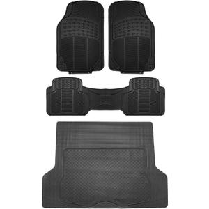 FH Group Climaproof Trimmable Non-Slip Vinyl Floor Mats Full Set - Universal Fit for Cars Trucks and SUVs (Black) F11306 + F16400