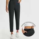 baleaf Womens Travel Pants with Zipper Pockets Stretchy Work Pants Business Casual Slacks Golf Pants Dressy with Pockets (Black, XL)