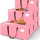 AdeaBag 6 Pack Extra Large Moving Bags, Heavy Duty Packing Bags with Zippers and Handles for Space Saving, Clothes Storage, College Essentials, Travel, Pink