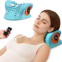 Neck Massager 2025 Portable Neck Traction Device, Cervical Stretcher with Heating & Vibration – Relieve Muscle Tension, 3-in-1neck pillow Customizable Massage Modes with Wireless Remote Control