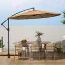 wikiwiki 10ft Patio Umbrellas Offset Outdoor Umbrella Cantilever Hanging Umbrellas w/Infinite Tilt, Fade Resistant Waterproof RECYCLED FABRIC Canopy & Cross Base, for Yard, Garden & Deck, Tan
