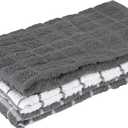 Ritz Premium 100% Cotton Terry Check Kitchen Dish Towels - Highly Absorbent, Super Soft, Long-Lasting, 25"x15", 3-Pack, Gray