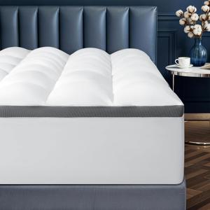 Memory Foam Mattress Topper King Size for Back Pain Relief, Extra Soft Pillow Top Mattress Pad,Breathable Mattress Cover for Fluffy Shredded Memory Foam Filled,78x80 in (White-2in)