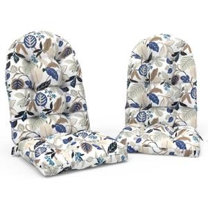 Indoor/Outdoor Adirondack Chair Cushions 44 x 19 x 4 Inch, Tufted Outdoor Rocking Chair Cushion, Anti-Slip High Back Patio Chair Cushions, Set of 2, Breeze Leaves Beige