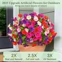 MARTINE MALL 12 Bundles Look Real Artificial Flowers for Outdoors, Realistic Fake Outdoor Flowers, UV Resistant Silk Petunia Flowers for Outside Faux Flowers Plants for Outdoor Porch, Mix Colors