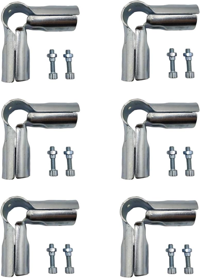 90 Degree 3-Way Pipe Connector, Stainless Steel End Rail Clamps, 1 in O.D., Chain Link Fence Fittings with Bolts and Nuts (6 Set)