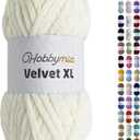 Velvet XL Chenille Yarn - Thick Super Bulky Yarn for Crocheting - Soft Fluffy Plush Yarn for Crochet - 100g / 74yds - Ideal for Baby Blankets & Amigurumi (Eggshell, 1 Skein)