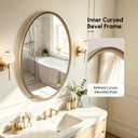 USHOWER Brushed Gold Oval Bathroom Mirror 24x36 Inch