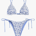 ZAFUL Women's Triangle Bikini Floral String Bikini Set Two Piece Swimsuit Bathing Suits Medium
