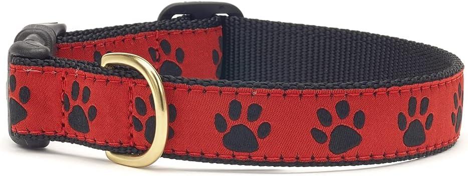 Up Country REBCQ2N Red Black Paw Pet Collar - Small Narrow