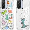 2 Pack Cute Clear Cartoon Animals Dinosaur Phone Case for Samsung Galaxy A36 6.64", Aesthetic Trendy Pattern Print Soft Slim Fashion Protective Shockproof TPU Bumper Cover for Women Girls