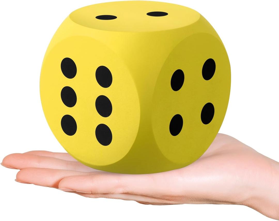 Shappy 3 Inches Foam Dice Fun Filled Large Educational Toy Kawaii Giant Decorative Eva Foam Jumbo Dice Big Square Building Blocks for Board Game Nights Learning Sessions(Yellow,1 Pc)