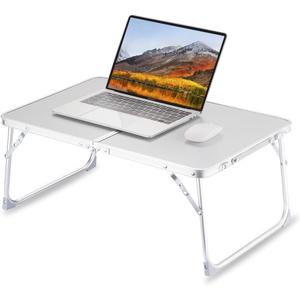 Foldable Laptop Table for Bed, SUVANE Lap Desk Bed Desk, Breakfast Serving Bed Tray, Portable Mini Picnic Table Storage Space Laptop Desk Reading Holder(Gray) (A-gray)
