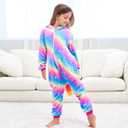 FZOSM Cute Girls Unicorn Halloween Costume Cosplay Onesie (7-8 Years, Blue/Pink)