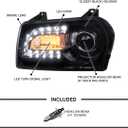 SPEC-D TUNING Glossy Black Smoke Projector Headlights w/LED Turn Signal Compatible with 2005-2010 Chrysler 300 Base/LX/Touring/Touring AWD, Left + Right Pair Headlamps Assembly