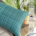 Kevin Textile Pack of 2 Decorative Outdoor Waterproof Throw Pillow Covers Lumbar Pillowcases Modern Cushion Cases for Patio Couch Bench 12 x 20 Inch Teal