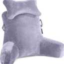 Reading Pillow-Extra Large 31" Bed Rest Pillow with Detachable Neck Roll & Arms for Sitting in Bed or Couch-Backrest Reading Pillow Adult Back Pillows for Reading/Watching TV/Gaming/Relaxing-Grey