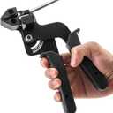 QWORK Cable Tie Gun, Stainless Steel Zip Tie Tightener Wrap Tool, Self-locking Metal Zip Ties Tool, Cable Tie Fasten and Cut for Nylon Plastic Steel Cable Ties, Black