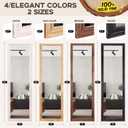 50"x16" Door Mirror, Rustic Full Length Mirror, Over The Door Hanging Mirrors Full Length, Wooden Hanging Mirrors for Bedroom, Bathroom, White