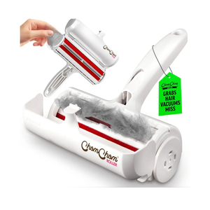 ChomChom Roller Pet Hair Remover – Original Size Reusable Lint Roller for Cat & Dog Hair on Furniture, Couch, Carpet, Car, Rugs & Bedding – Portable, Eco-Friendly (White)