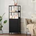 Somdot 5 Tier Bookshelf with 3 Drawers, Narrow Storage Bookcase for Bedroom
Tall Metal Frame Bookcase for Small Spaces, Living Room and Home Office, Black