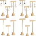 Marsui 12 Pcs Earring Display Set Earring T Bar Display Earring Holders with 3 Heights Earrings Display Stand for Jewelry(Linen Color)