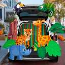 JOYIN Halloween Trunk or Treat Decorations Kit Jungle Theme with Rhinoceros, Giraffe, Parrot, Chameleon, Cheetah, etc Zoo Animal Car Decorations Kit for Outdoor SUV Garage Archway Door House