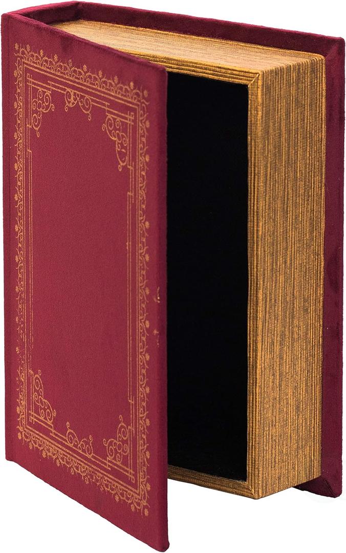 Decorative Vintage Book Shaped Trinket Storage Box - Red