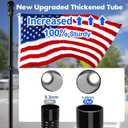 Anovo Flag Pole Kit- Upgraded Holder, Stainless Steel 6 FT Flag Poles with1 Inch Metal 360 Rotating Flag Pole Rings Two-Position Flag Pole Bracket Mounting for Outside House Porch(6 FT - Black)