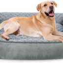 Rectangle Dog Bed for Large Medium Small Dogs - Washable Orthopedic Sofa Bed, Soft Breathable Puppy & Pet Cuddler, Durable Calming Dog Bed with Anti-Slip Bottom, Multiple Sizes, Grey, Size L 30x25