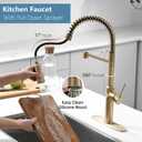 22‘’ Extra-Tall Brushed Gold Kitchen Sink Faucets, Commercial High Arc Single Handle Kitchen Faucets for Pull Down Sprayer Modern Spring with Deck Plate 22 inch