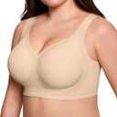ProKloud Jelly Bras for Women No Underwire Wireless Bra with Support and Lift Full Coverage Plus Size Comfy Seamless Bra (3X-Large, Skin)