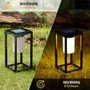 Outdoor Solar Lantern Table Lamp, Black Metal Portable Rechargeable Solar Lamp Waterproof Outdoor Lamps Decorative Large Outdoor Lanterns for Porch Patio Camping Walking Reading