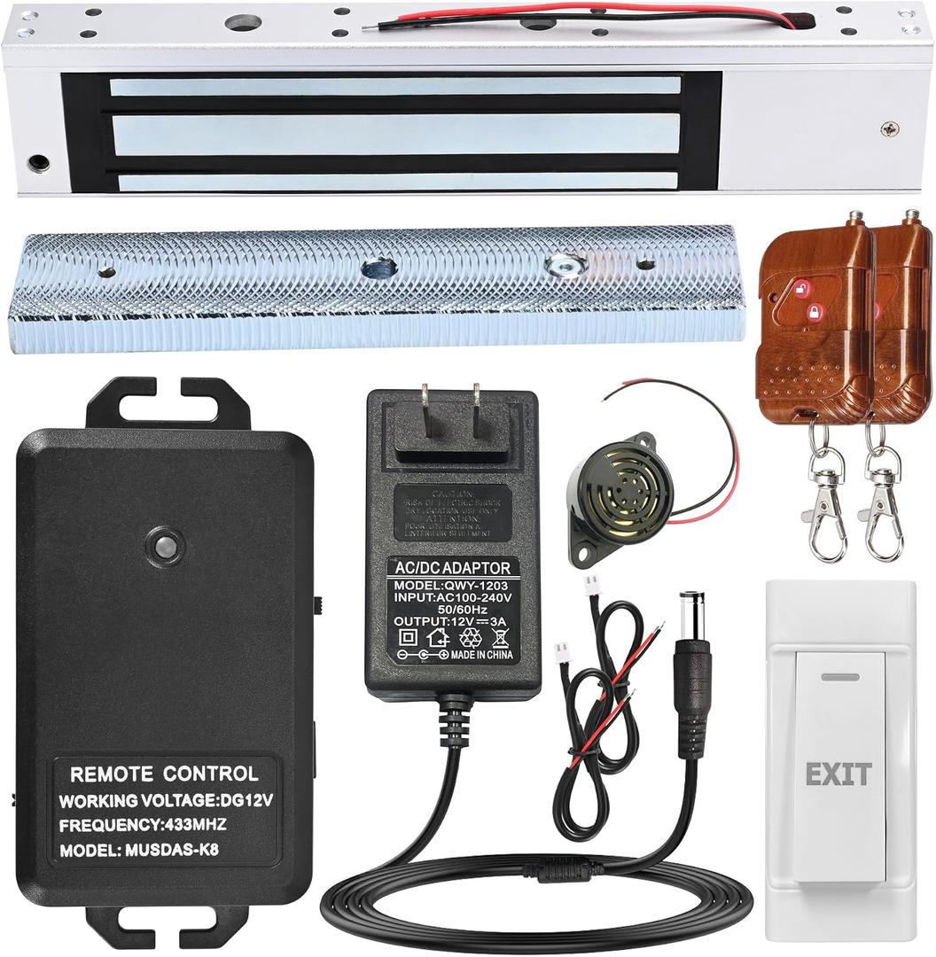 Access Control System with Remote Control 600lbs Magnetic Door Lock Kit, 12V Fail Safe NC Mode, Secure & Easy DIY Installation for Smart Home Entry, Works with Wooden & Metal Doors