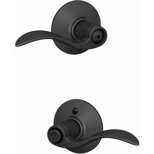 Schlage F40 ACC 622 Accent Door Lever, Bed & Bath Privacy Lock, Matte Black