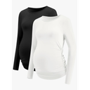 LOMON Maternity Shirts Long Sleeve Thermal Tops Side Ruched Casual Tshirt Crewneck Fleece Base Layer for Pregnant Women Size M
