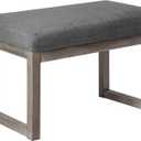 CangLong 27 Inch Wide Rectangle Ottoman Bench Grey Footstool, Linen Look Polyester Fabric for Living Room, Bedroom, Grey