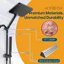High Pressure Rain Shower Head with Handheld Combo, 10 Inch Square Rainfall Showerhead, Adjustable Slide Bar Dual Shower System, 3 Spray Modes, 59" Stainless Steel Hose, Matte Black